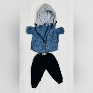 BABY Buffalo SET Casual ADJUSTABLE Pants & Denim/Jogger Hoodie 9/12M